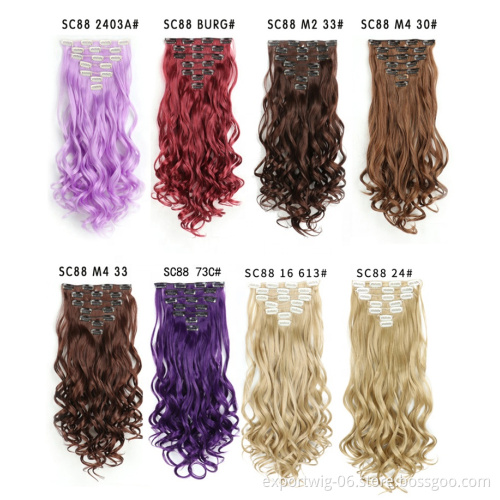 Synthetic clip in hair extension straight ponytail synthetic hair extension 7 piece clip in hair extensions